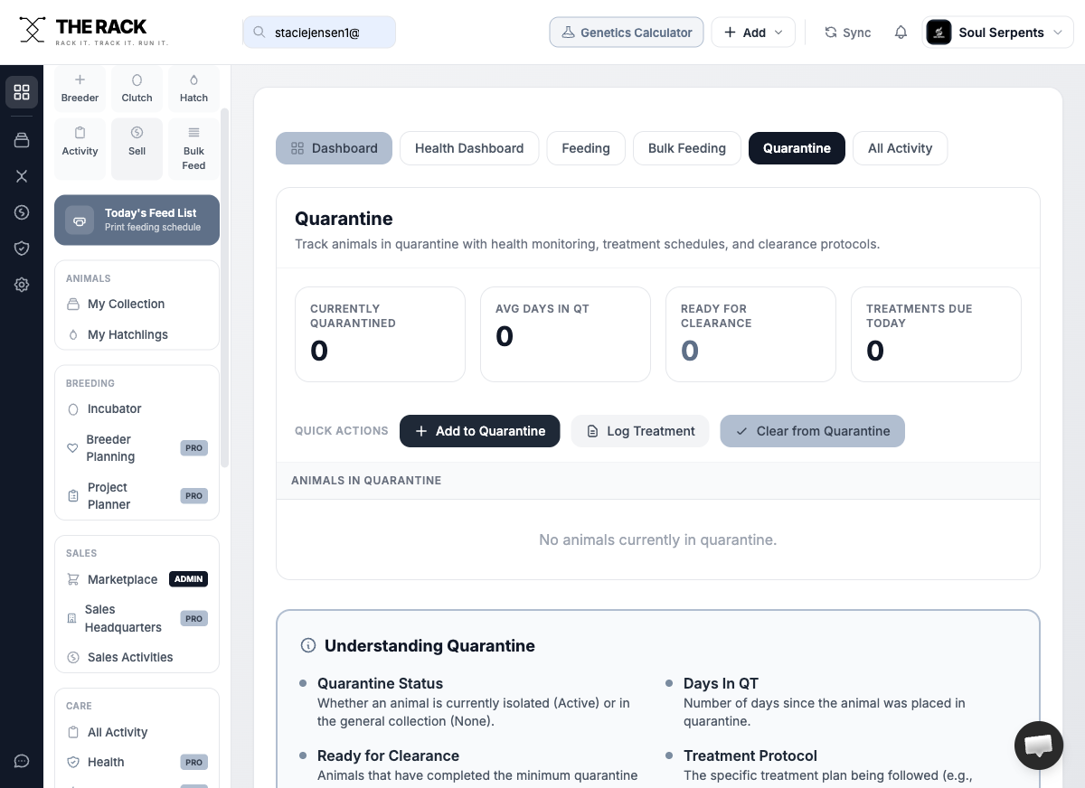 THE RACK genetics calculator showing offspring probabilities for a ball python pairing